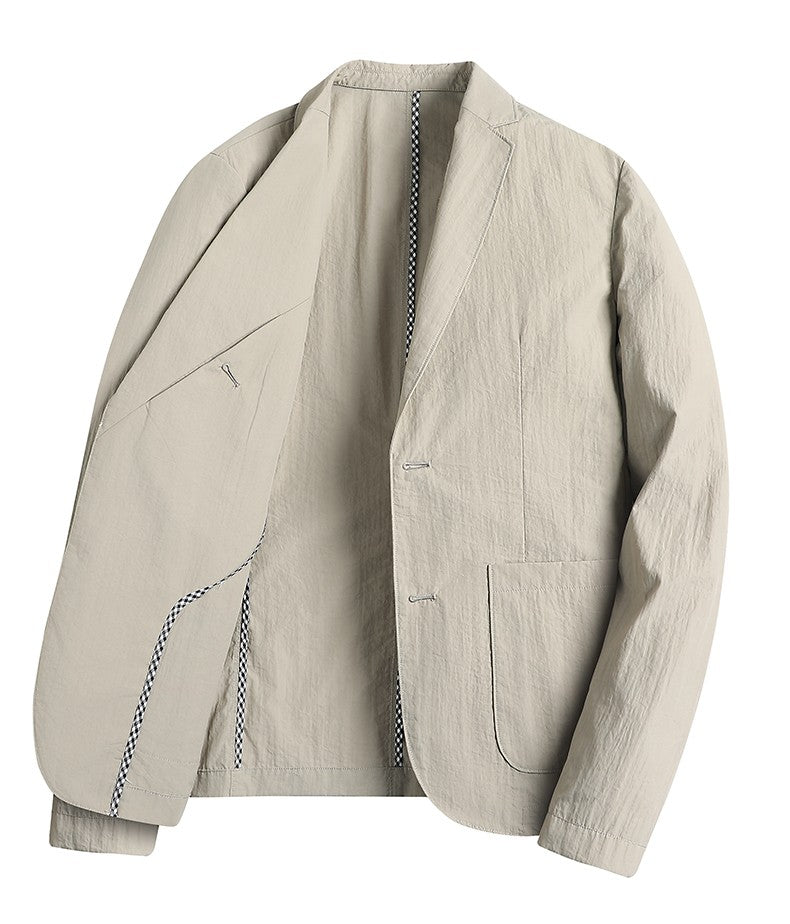 Summer thin suit men's jacket fashion handsome casual high-grade sense of light luxury suit jacket single west sun-protective cl