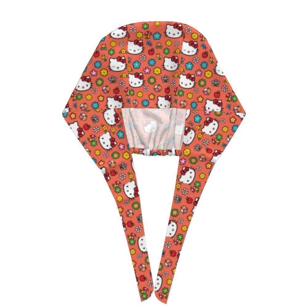 Custom Hello Kitty Medical Staff Scrubs Hat Women Men Cartoon Chara For Chef Hat Scrub Caps