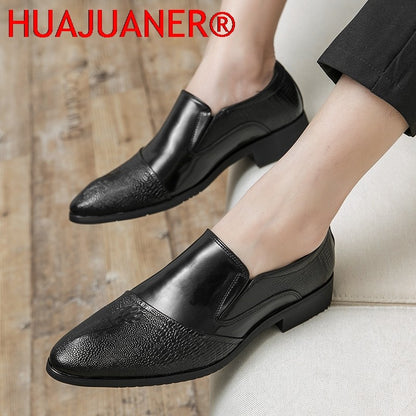 Luxury Crocodile Pattern Men Business Loafers Big Size Fashion Leather Comfortable Designer Wedding Social Formal Platform Shoes
