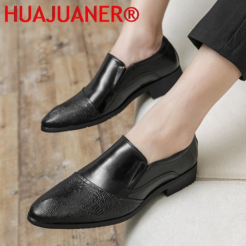 Luxury Crocodile Pattern Men Business Loafers Big Size Fashion Leather Comfortable Designer Wedding Social Formal Platform Shoes