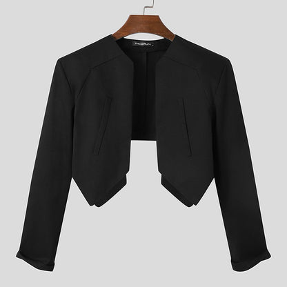 INCERUN Men Blazer Solid Color Open Stitch Long Sleeve Irregular Thin Suits Men 2024 Streetwear Fashion Casual Crop Coats S-5XL