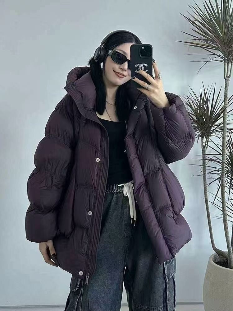 Winter New Puff Down Jacket Female Thickened White Duck Down Warm Coat Women Medium-length Loose Solid Thick Hooded Overcoat