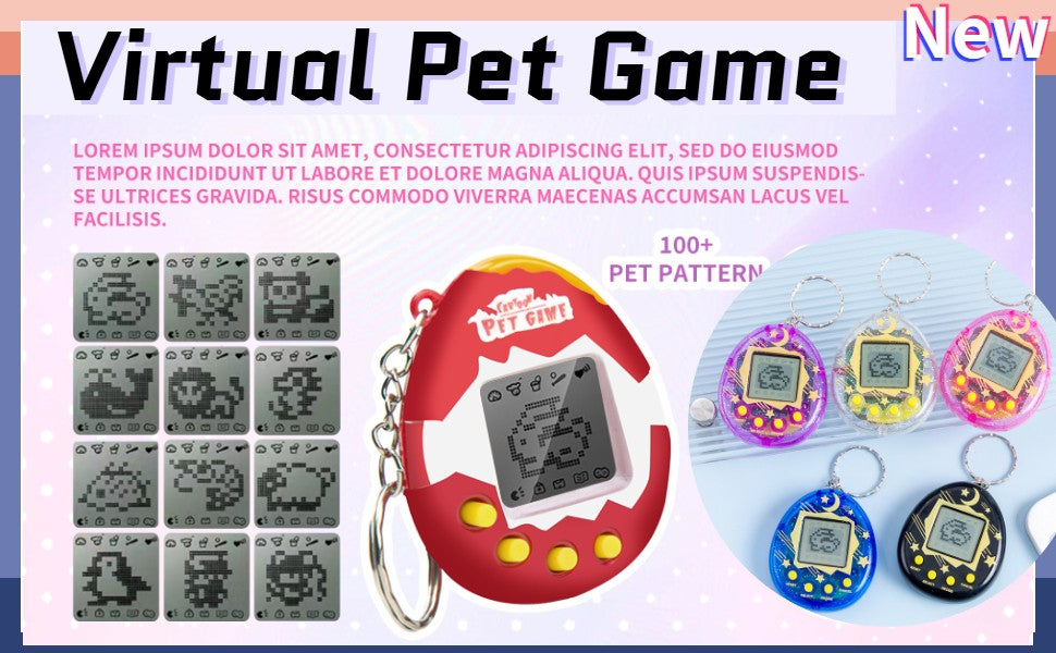 6-48PCS Virtual Pet Keychain Digital Pet Electronic Handheld Game Video Game Party Birthday Nostalgic 90s
