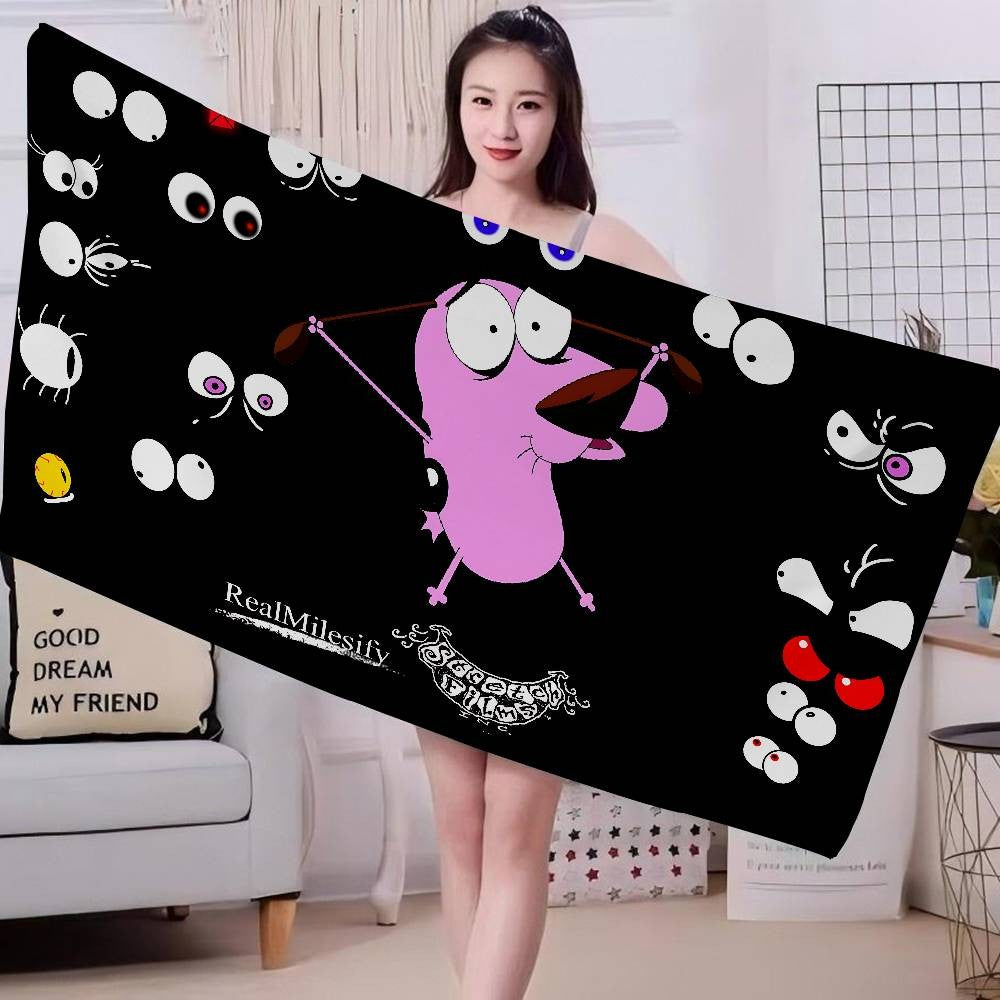Cartoon C-Courage C-Cowardly Dog Bath Towel Microfiber Soft Absorbing Breathable For Girl Kids Decorative Cartoon Beach Towel