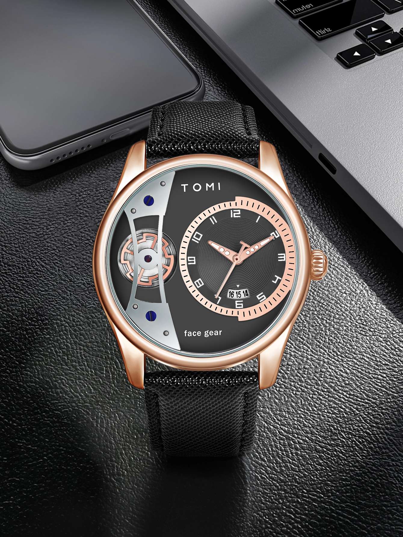 TOMI Set Gift Box for Men's Minimalist Business Quartz Watch Luxury Versatile Double Strap Detachable Watch Festival Gift