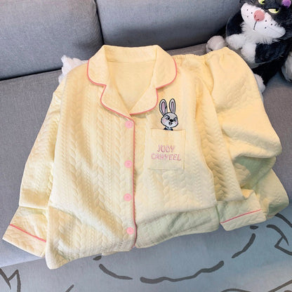 Embroidery Cartoon Character Judy Nick Pajamas Set for Women Disney Cute Sweet New 2PC Set Sleepwear Autumn Winter Soft Pajamas