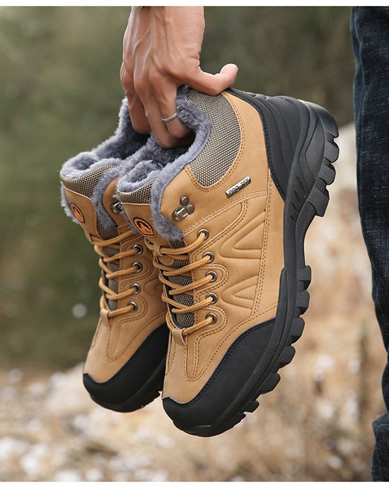 Brand Winter Men's Boots Warm Men's Snow Boots High Quality Leather Waterproof Men Sneakers Outdoor Men Hiking Boots Work Shoes