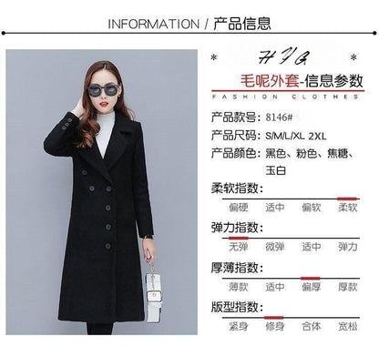 Medium-Length Women's Woolen Jacket Spring Autumn Winter Warm Simple Long Sleeve Overcoat Long Style For All Seasons