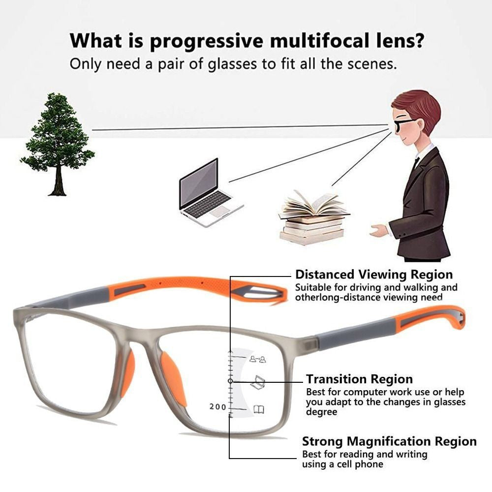 Soft Multifocal Progressive Reading Glasses TR90 Anti Blue Light Near Far Eyewear Men Women's Large Frame Farsight Eyeglasses ?