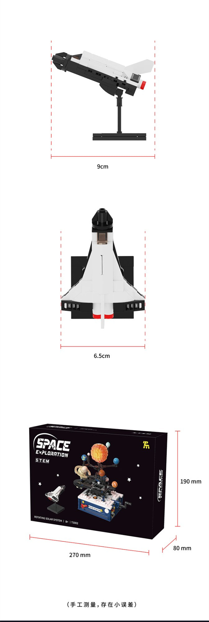Modelo de sistema solar elétrico Blocos de montar Exploração espacial Equipamento de aprendizado Brinquedo montável rotativo presente para criança estudante