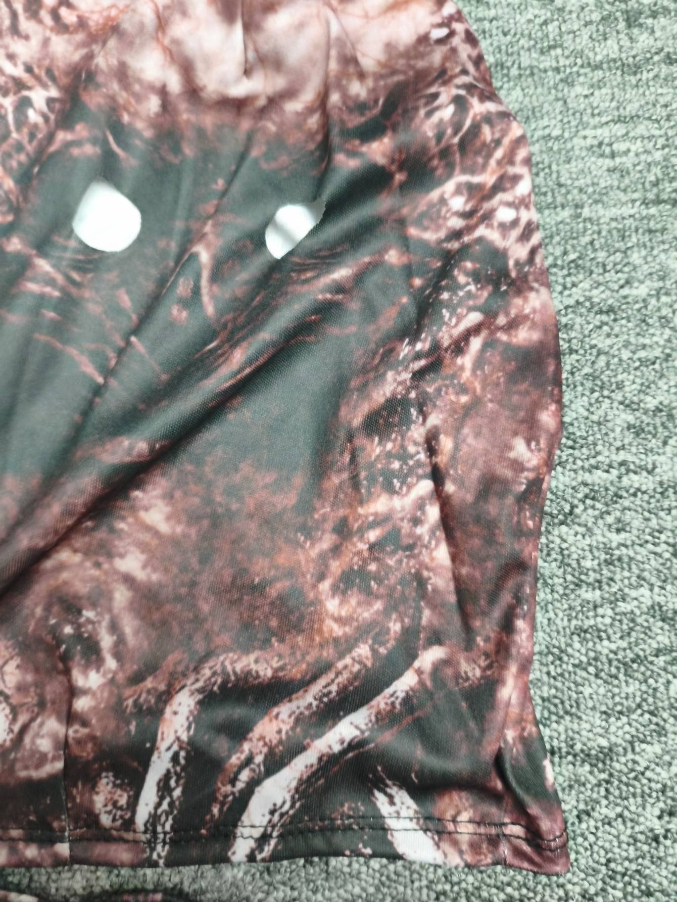 Kids Terrifying Texture Print Full Body Jumpsuit With Hood Long Sleeve Tight Outfit For Dark Thriller Themed Party Costume