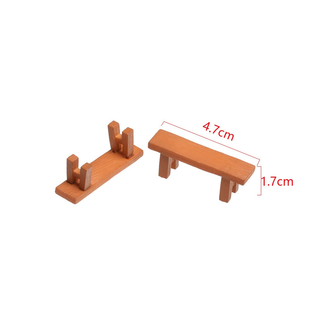 1SET Doll House Miniature Bench Stools White Chair Cute Fairy Garden Gnome Moss Terrarium Bonsai DIY Craft Home Decoration