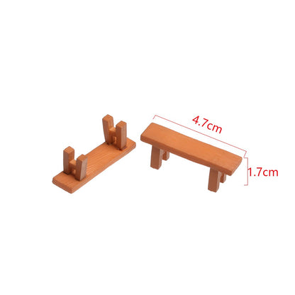 1SET Doll House Miniature Bench Stools White Chair Cute Fairy Garden Gnome Moss Terrarium Bonsai DIY Craft Home Decoration