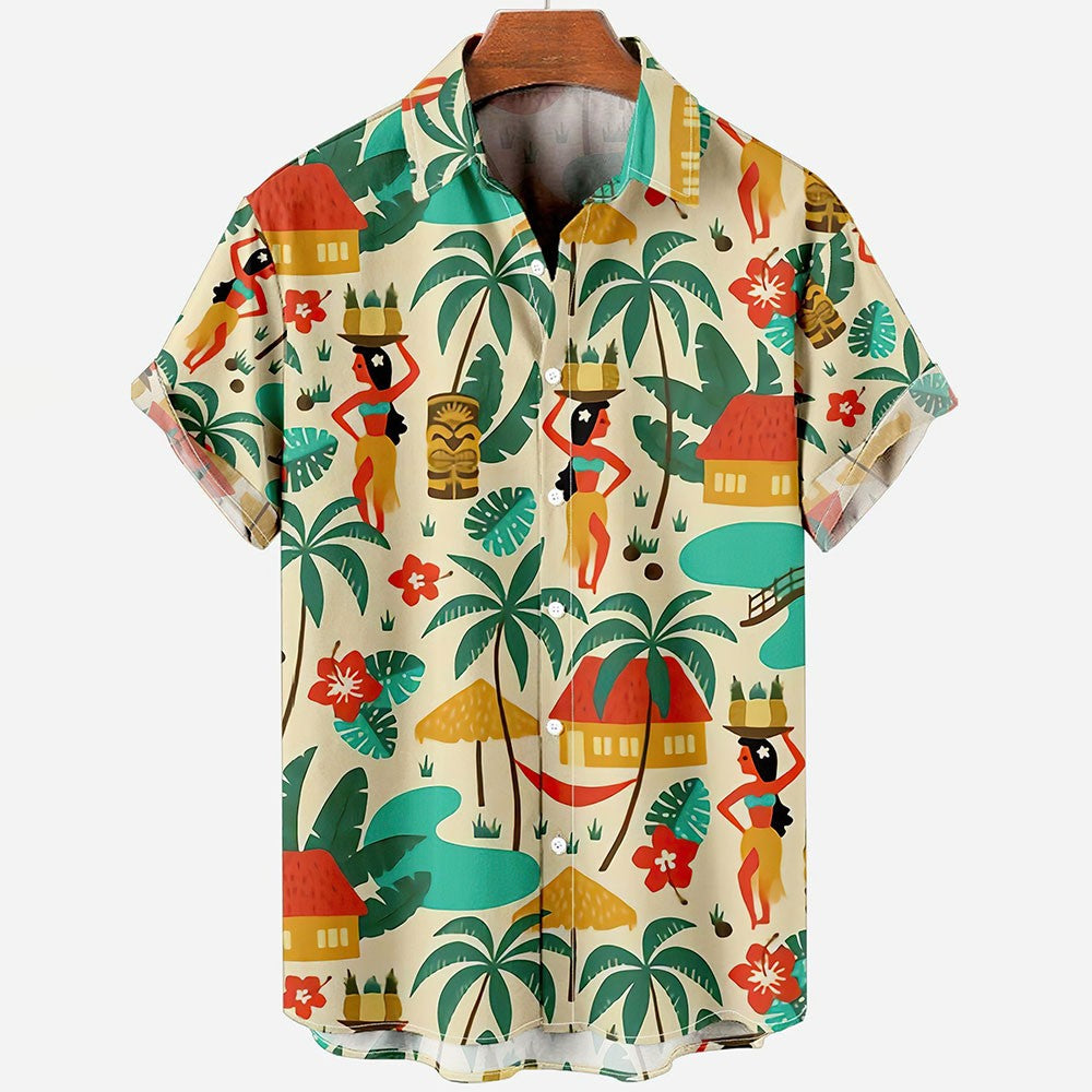 Hawaiian Shirts For Men Fashion Comfortable Unisex Short Sleeve Tops Beach Travel Surf Casual Shirts Oversized Men's Shirts