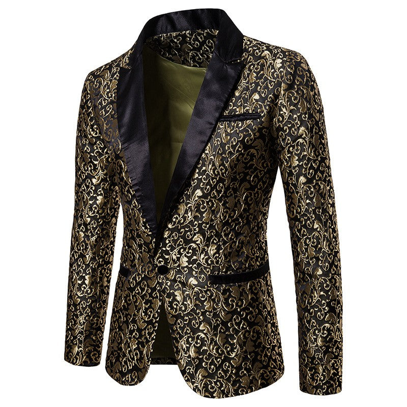 Men's Floral Party Dress Suit Stylish Dinner Jacket Bartender Wedding Blazer Holiday Gifts Prom Tuxedo Men's Coat Jacket