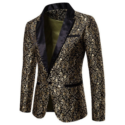 Men's Floral Party Dress Suit Stylish Dinner Jacket Bartender Wedding Blazer Holiday Gifts Prom Tuxedo Men's Coat Jacket