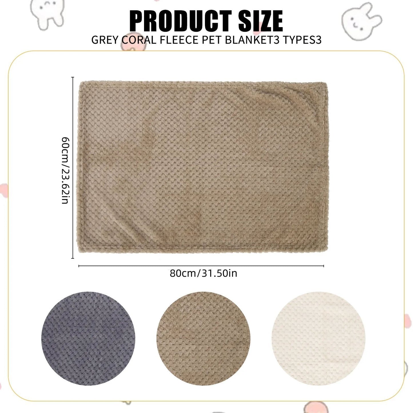 Cobertor macio para animais de estimação, manta de dormir de pelúcia para cães, cor sólida, lavável, almofada de sofá portátil, manta quente para gatos, tapete doméstico para o inverno