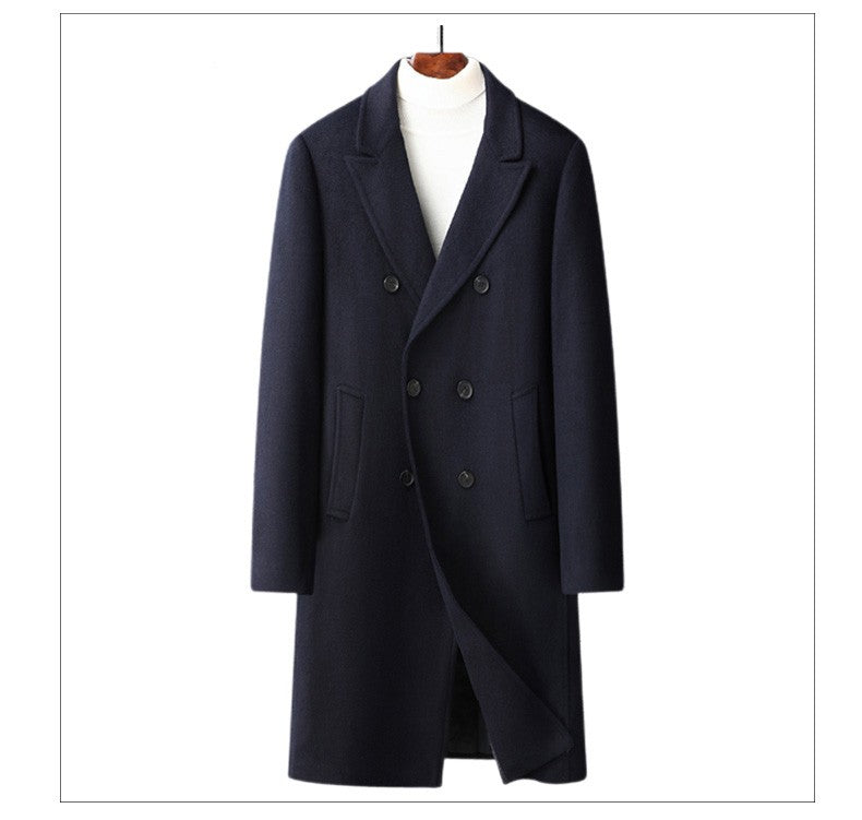 Winter Men's Woolen Coat Thicken Warm Trench Coat Men Wool Casual Double Fashion Breasted Long Overcoat Men