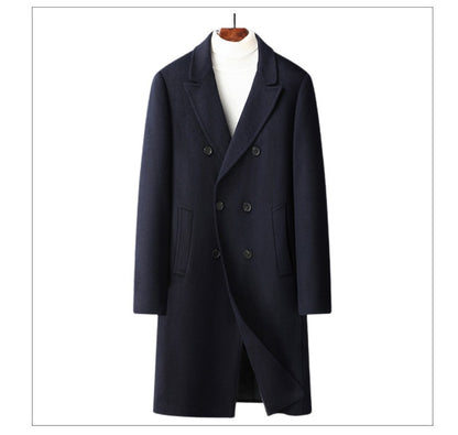 Winter Men's Woolen Coat Thicken Warm Trench Coat Men Wool Casual Double Fashion Breasted Long Overcoat Men