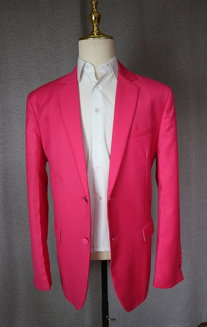 Street Wear Fuchsia Men Suits 2 Pieces Groom Party Wedding Peaked Lapel Terno Masculino Tuxedos Costume Homme Male Blazer Sets