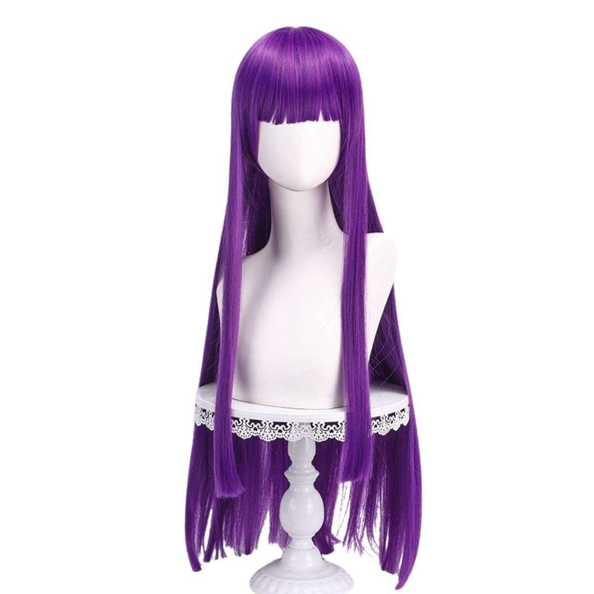 Peruca Sintética de Fibra Química Anime com Cabelo Liso Roxo Longo para Personagem de Anime, Festa, Jogo, Festival, Evento