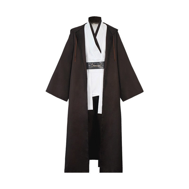 Obi Wan Kenobi Men Robe Jedi Knight Tunic Costume Hooded Uniform Full Set for Halloween Carnival Role Playing Costume