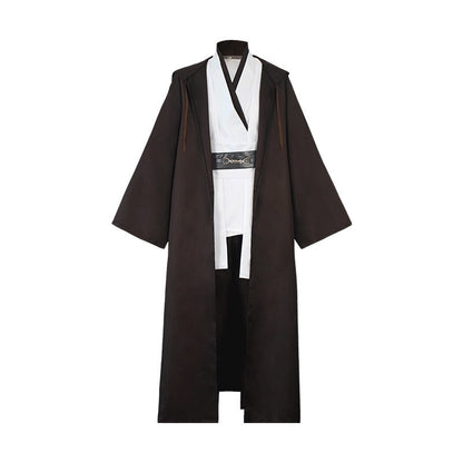 Obi Wan Kenobi Men Robe Jedi Knight Tunic Costume Hooded Uniform Full Set for Halloween Carnival Role Playing Costume