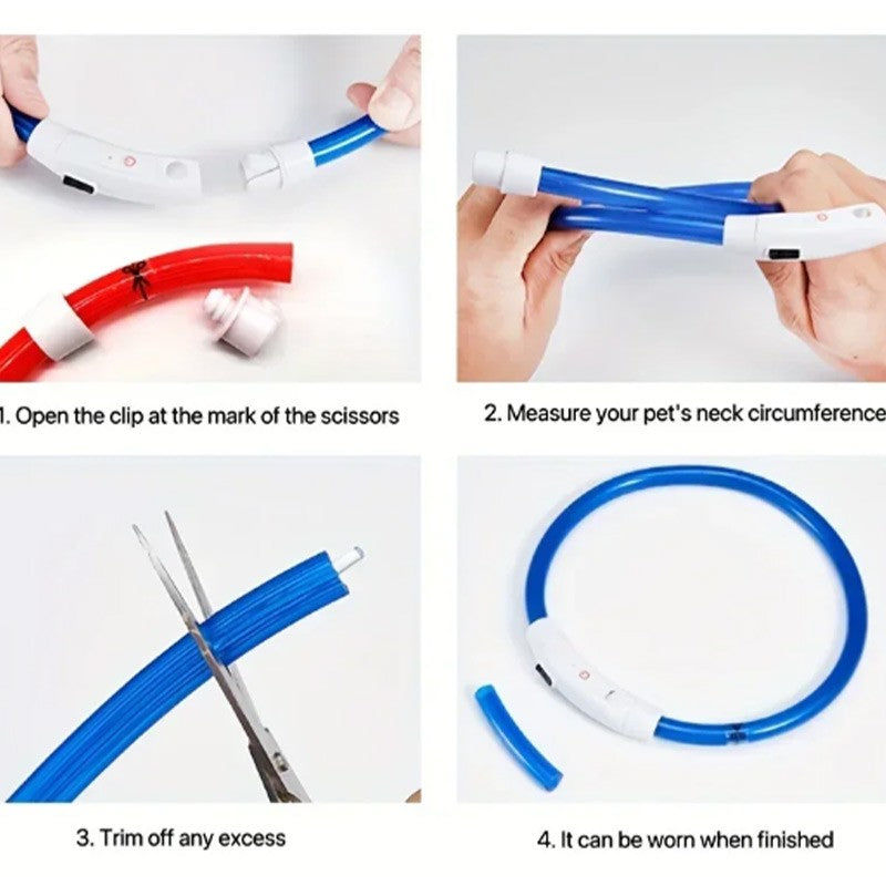 Coleira LED para Cães para Segurança Noturna Coleira Brilhante Recarregável para Pets com 3 Modos Alta Visibilidade para Gatos e Cães em Passeios Noturnos