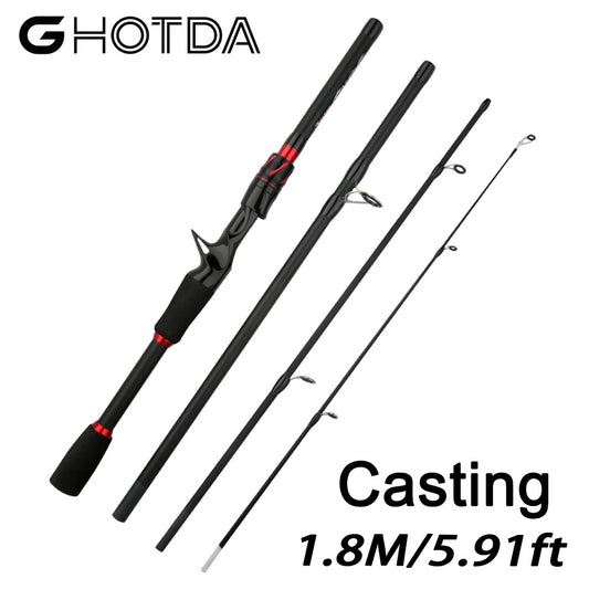 Vara de Pesca de Carretilha / Molinete de Fibra de Carbono Ultraleve Ação Rápida Cabo Ergonômico Compatível com Água Salgada e Doce
