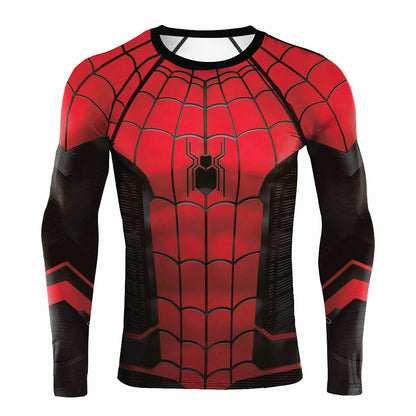 Mens Compression Shirts Long Sleeve Comics Spider Cosplay T-Shirt Superhero Tops Elastic Fitness Sportwear Halloween Clothes