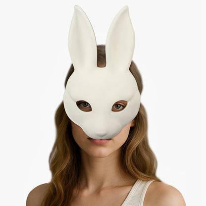 Halloween DIY White Rabbit Mask PU Leather Rabbit Mask Cosplay Costume Props Party Masquerade Performance Props