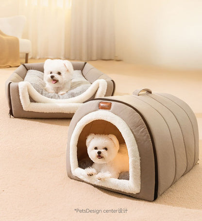 Cama de Cachorro de Inverno Autorrequecível Casa de Filhotes Aconchegante Tenda de Dormir para Gatos Caverna para Gatos Camas Ninho de Gatinhos Interno Cabana de Canil para Cães Gatos Pequenos e Médios