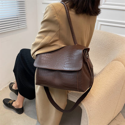 Crocodile Pattern Crossbody Bag For Women Black Shoulder Bag Brand Designer Women Bags Luxury PU Leather Flap Messenger Handbag