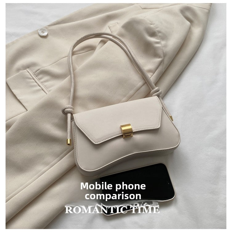 Simple Metal Buckle Handbag MessengerBag, Stylish and Versatile Shoulder Underarm Bag, Chic Baguette Bags for Women Daily Use