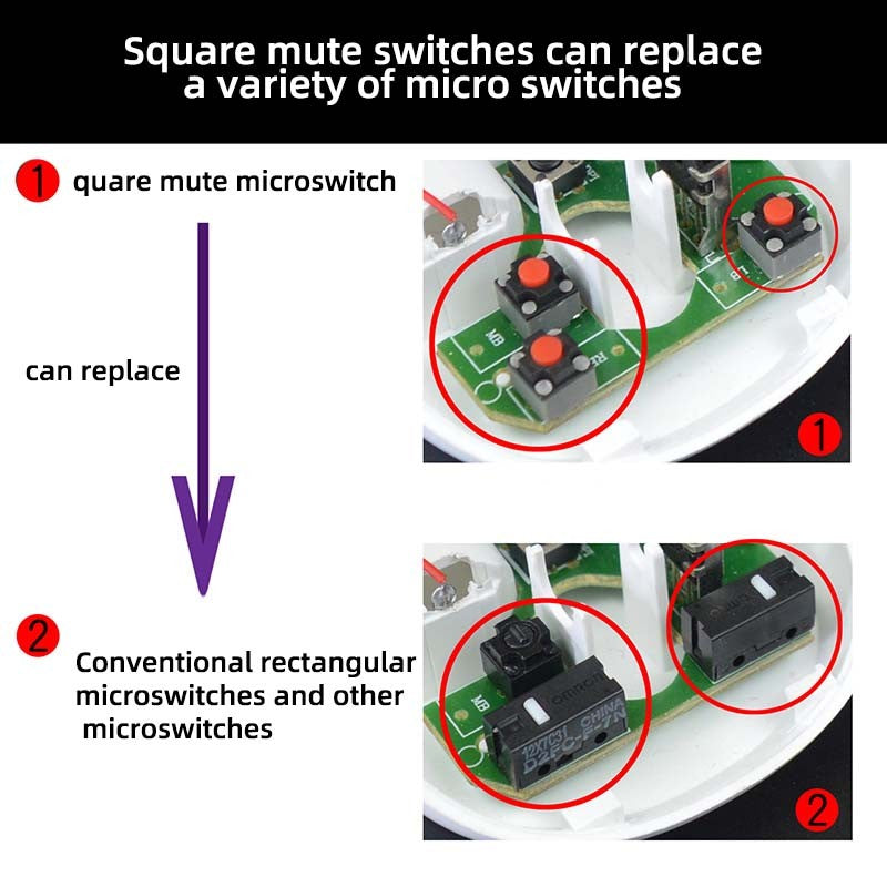 5PCS/10PCS KAILH 6 * 6 * 7.3mm Square Silent Mouse Micro Switch Thundersnake Logitech M330M220M590 Button Accessory