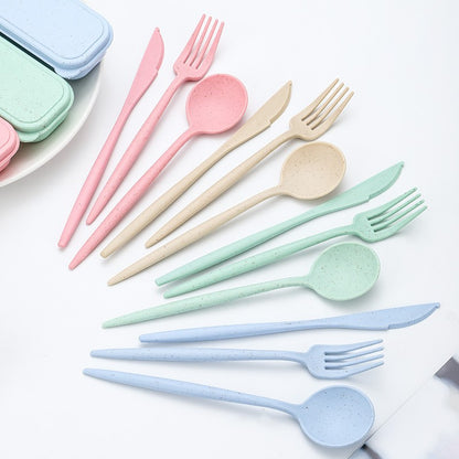 Portable tableware set, knife, fork, spoon, chopsticks, student and office worker tableware four-piece set gift