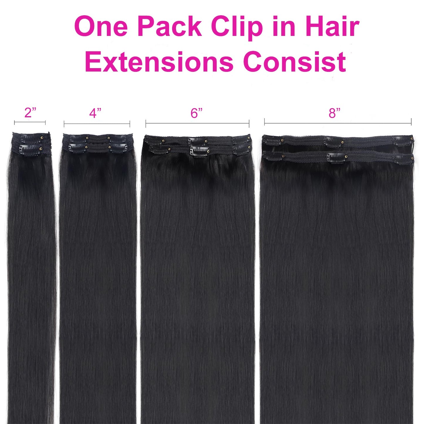 Extensões de Cabelo Tic Tac Cabelo Humano Real cor #4 Castanho Chocolate Extensões de Cabelo Tic Tac 8 peças Cor Preto Natural 26 Polegadas