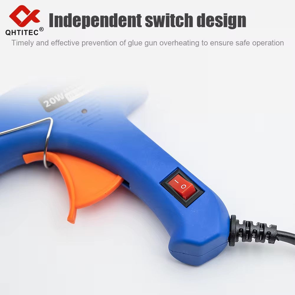 JCD Pistola de Cola Quente de 20W DIY Mini Pistolas Industriais Domésticas Ferramenta de Reparo Elétrica com Temperatura de Aquecimento com 20 Peças de Bastões de Cola de 7mm