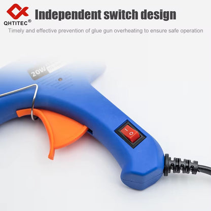 JCD Pistola de Cola Quente de 20W DIY Mini Pistolas Industriais Domésticas Ferramenta de Reparo Elétrica com Temperatura de Aquecimento com 20 Peças de Bastões de Cola de 7mm