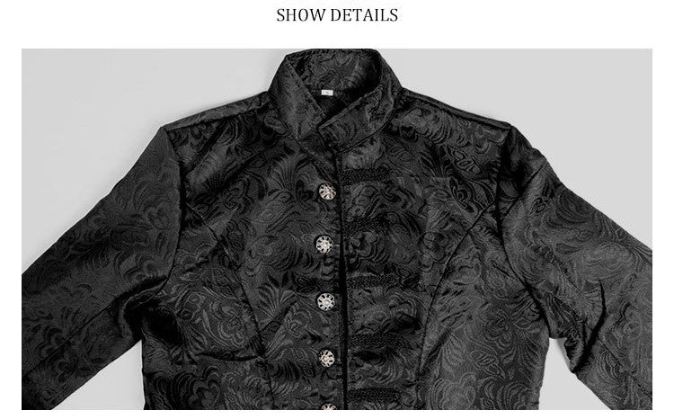 Medieval Jacket Costume Boys Prince Jacquard Stand Collar Larp Vicking Victorian Renaissance Stage Performace Jacket Coat