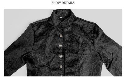 Medieval Jacket Costume Boys Prince Jacquard Stand Collar Larp Vicking Victorian Renaissance Stage Performace Jacket Coat