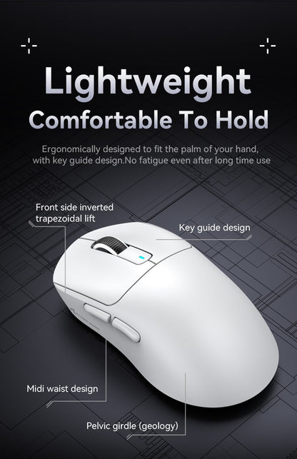 Mouse Gamer X3 PixArt PAW3395 Bluetooth 2.4G Tri-Mode, 26000dpi, 650IPS, 49g Leve com Macro