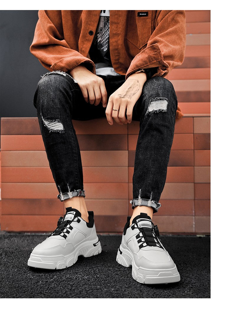 Men's boots autumn and winter new rotating shoelaces fashion casual boots youth outdoor boots anti slip soft sole workwear boots