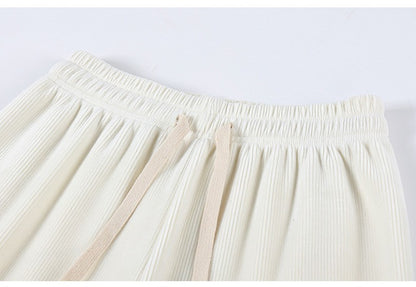 Women Wide Leg Corduroy Pants Autumn Winter Women Basic Elastic Waist Stright Long Pants Casual Female Long Pants Trousers