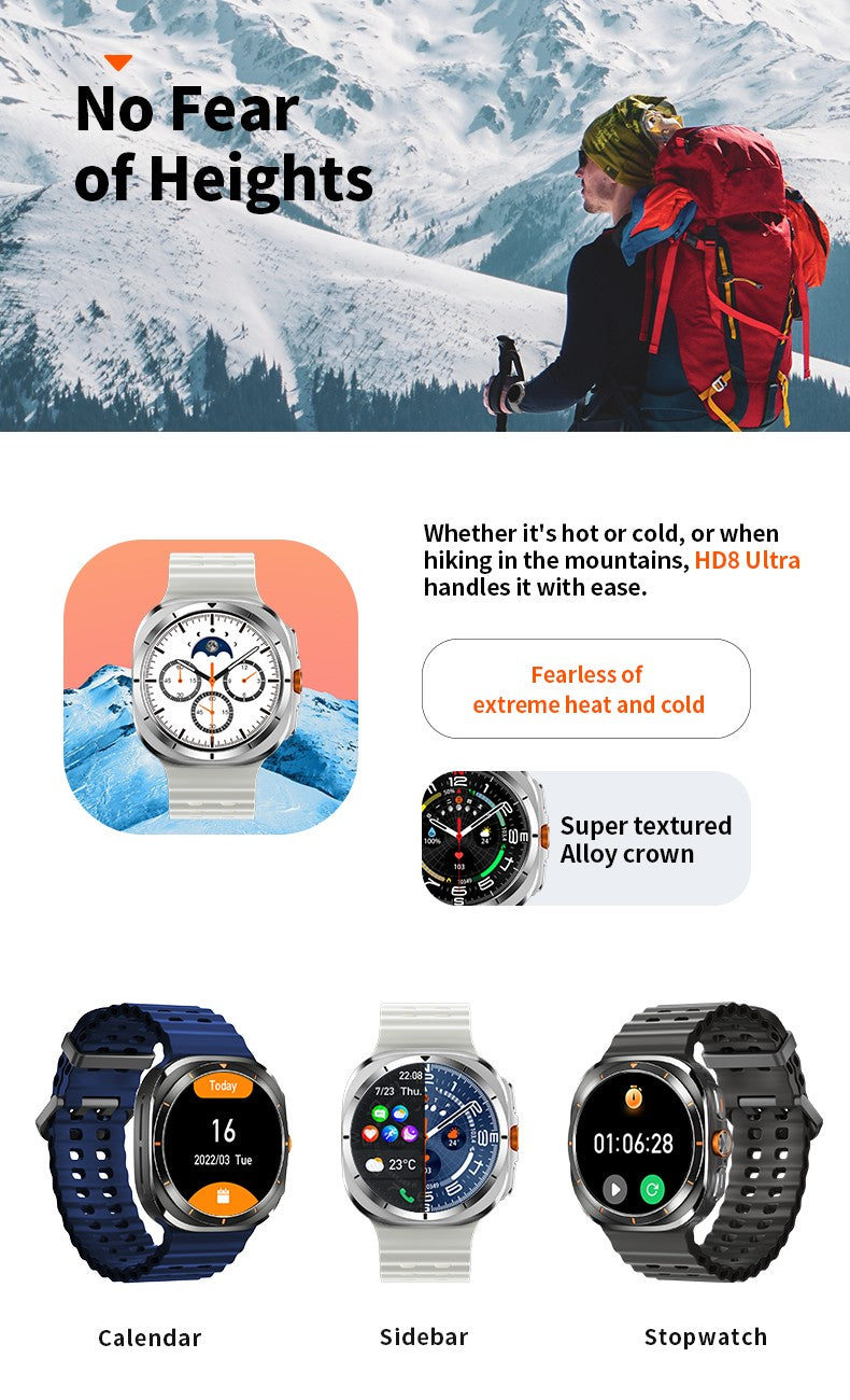 2025 New Watch8 Ultra Smart Watch Classic NFC Health Monitoring  Bluetooth Call 3ATM Waterproof HD Smartwatch For IOS Android