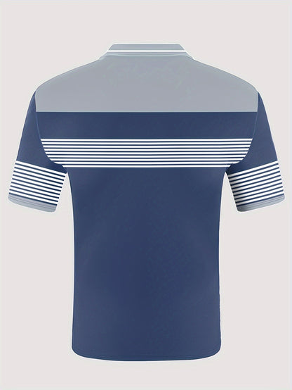 Striped Patchwork Casual Fashion Polo Shirt Business Style Men's Simple and Elegant