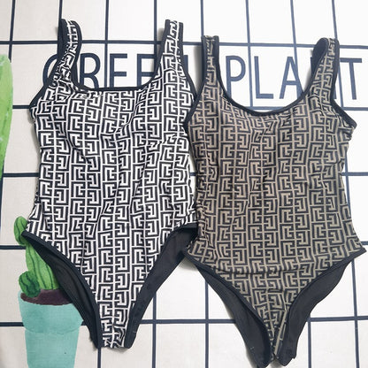 Fashion Design Women's Swimsuits Outdoor Conservative Bikini Sets Beach Sexy Slim-fit Luxury Print Camisole One-pieces Swimsuits