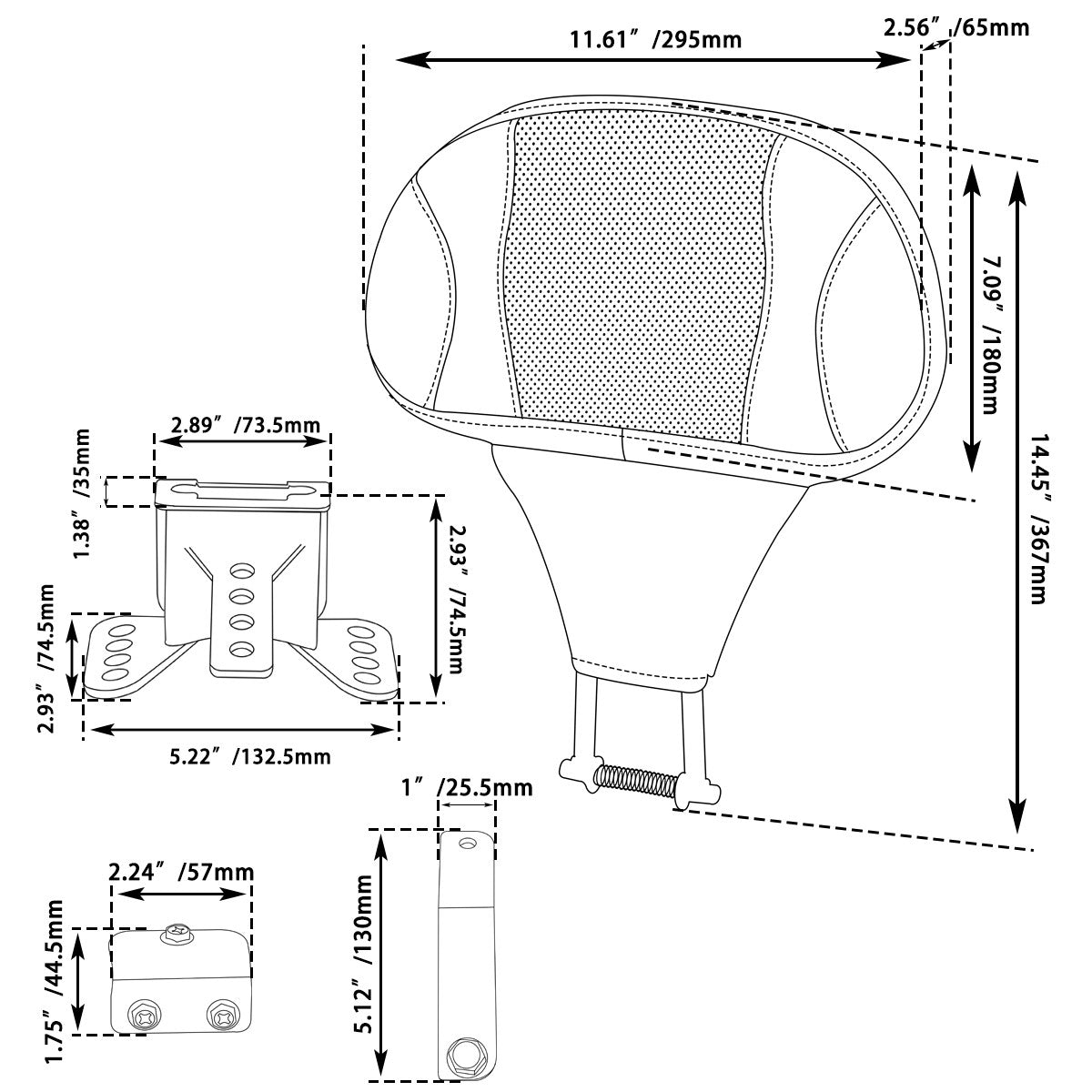Encosto do Banco Dianteiro do Piloto de Motocicleta Ajustável para Harley Davidson Touring Road King Street Electra Glide 2009-2025