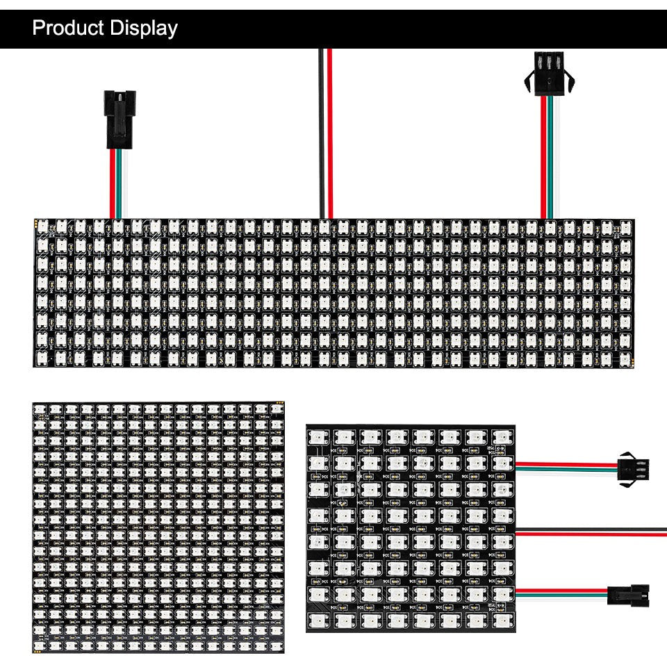 WS2812B RGB LED Panel Screen 8x8 16x16 8x32 256 Pixels Digital Flexible Programmed Individually Addressable Full Color DC5V