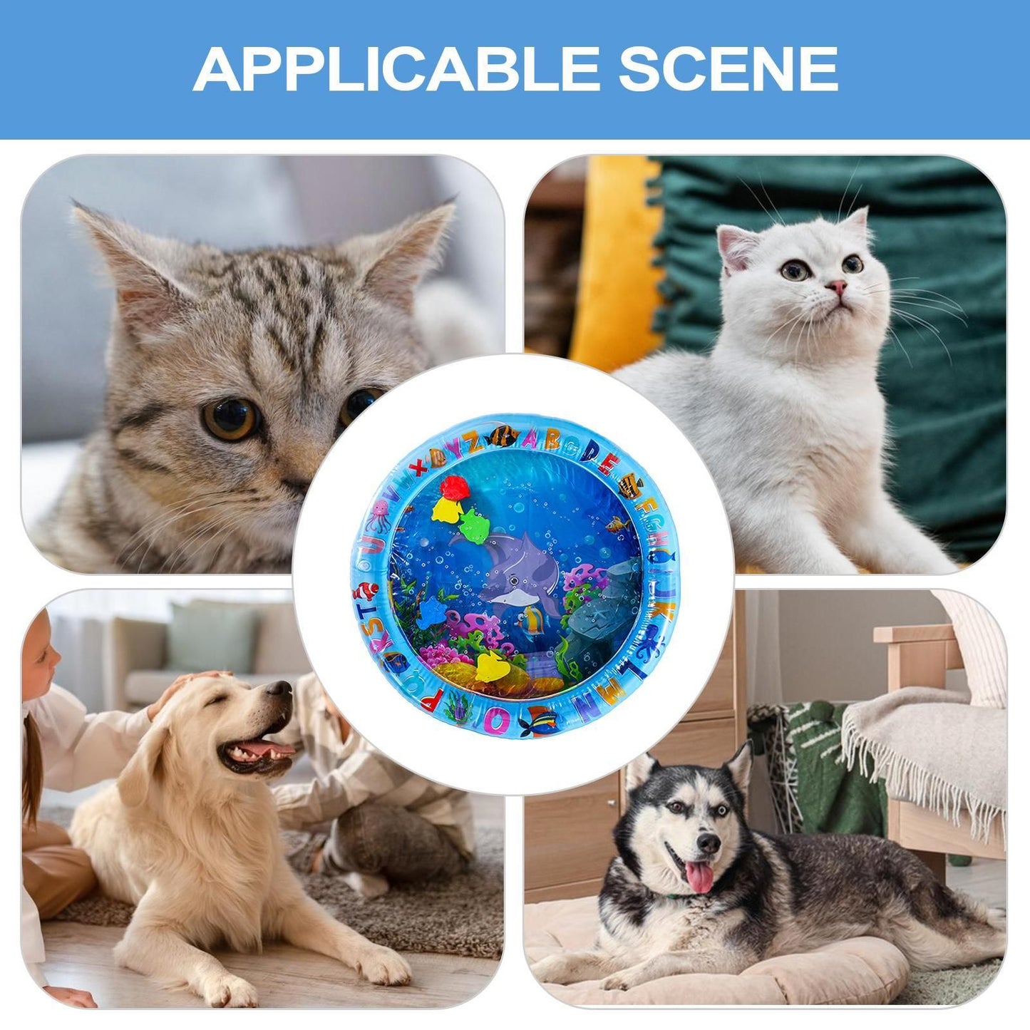Cat Water Bed Play Mat Waterbed Cooling Mat for Dogs Pet Cooling Waterbed Exercise Enrichment Activity Toy for Home Travel
